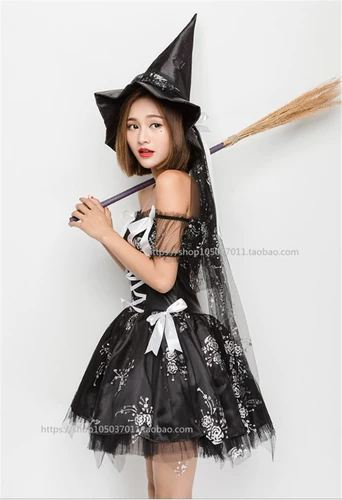Костюм ведьмы, костюм на Хэллоуин для взрослых, косплей, юбка ведьмы, черный сетчатый костюм ведьмы