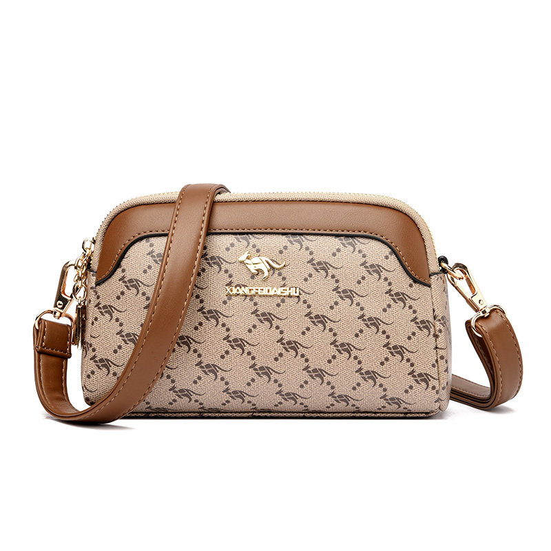 袋鼠真皮女包贝壳包斜挎包女款包包2025新款单肩包小包印花软牛皮,淘宝优惠券,粉丝福利购,淘宝优惠卷