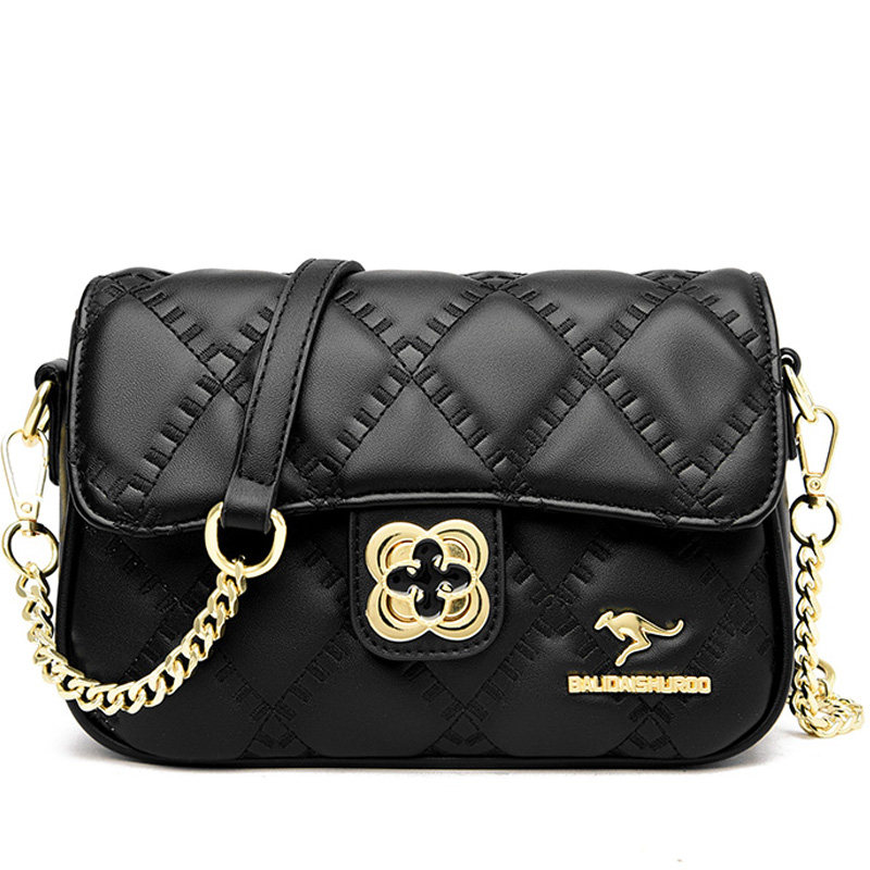 袋鼠真皮菱格链条包斜挎包小方包2025新款包包小包女包软牛皮锁扣,淘宝优惠券,粉丝福利购,淘宝优惠卷