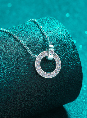 s925纯银镀18K金项链女莫桑石小众锁骨链钻石简约颈链镀PT950铂金