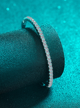 s925银镀18K金手镯满天星满镶莫桑石手链轻奢感手环镀PT950铂金