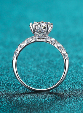 s925银镀18K金戒指女镀pt950铂金莫桑石指环八爪网红款尾指高级