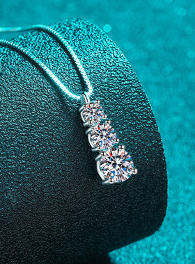 s925纯银镀18K金吊坠小众冷淡风钻石莫桑石项链礼物镀pt950铂金