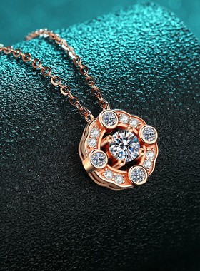 S925纯银镀18K金四爪莫桑石香槟金项链女吊坠百搭款镀PT950铂金