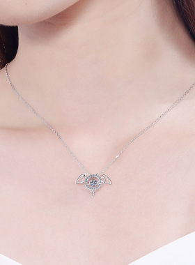 s925银镀18K金灵动莫桑石项链女神钻石小恶魔颈链镀pt950铂金简约