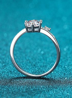 s925银镀18K金纽扣雪花戒指时尚简约风镀PT950铂金莫桑钻女戒礼物