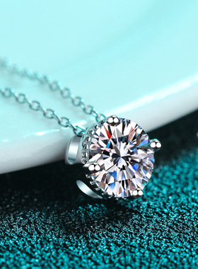 S925纯银镀18K金圆饼吊坠莫桑钻石项链女神款钻石饰品镀pt950铂金