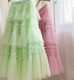 Autumn and winter new polka dot ruffle cake skirt fairy skirt mint green mesh skirt multi-layer wide hem skirt