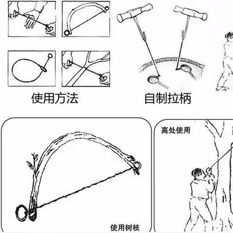 手拉线锯随身便携钢丝锯户外绳锯荒野求生锯不锈钢锯野外生存用品