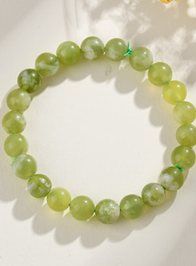 岫玉手串天然青提奶盖