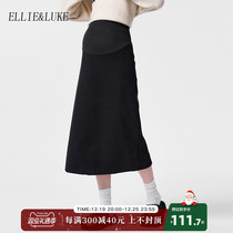 ellieluk pregnant woman half body dress autumn winter 2023 new pure colour plus suede high waist tovelvet cotton skirt