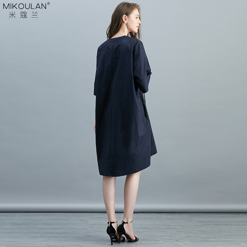 米蔻兰宽松v领纯棉休闲夏季连衣裙 米蔻兰连衣裙