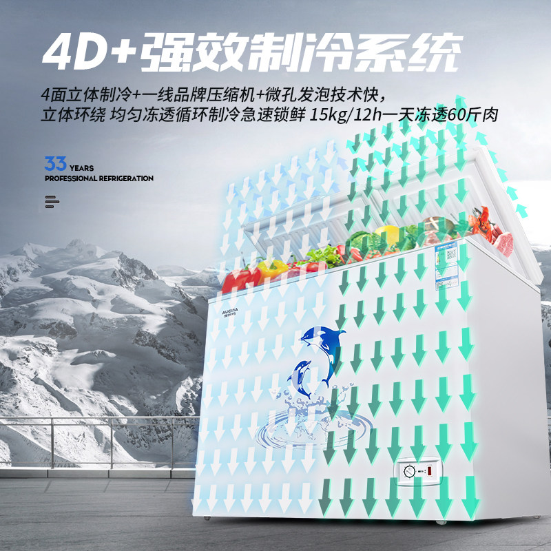 aucma /澳柯玛bcd-302cne双温冰柜 向达电器冷柜
