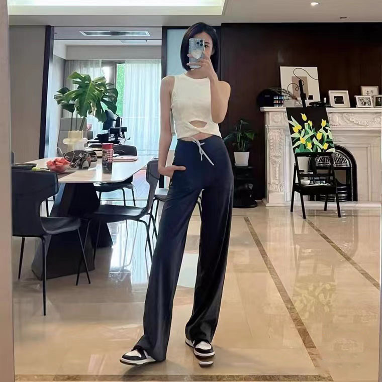 lulu瑜伽裤休闲直筒长裤抽绳高腰垂感宽松阔腿裤健身跑步高腰长裤,淘宝优惠券,粉丝福利购,淘宝优惠卷