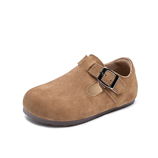 儿童勃肯鞋2025秋冬新款真皮软底皮鞋男童宝宝豆豆鞋女童大童加绒