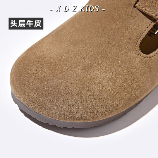 儿童勃肯鞋2025秋冬新款真皮软底皮鞋男童宝宝豆豆鞋女童大童加绒