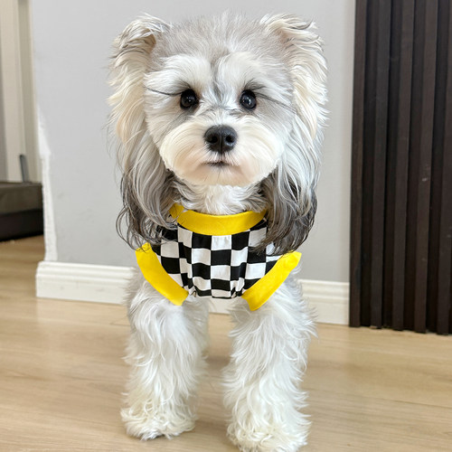 棋盘格小鸭子背心白胡子雪纳瑞衣服泰迪比熊狗狗衣服 支持定制 - 图3