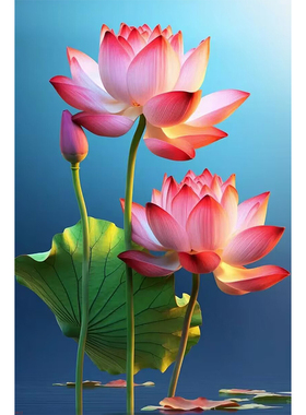 荷花玄关装饰画贴画墙贴国风墙面