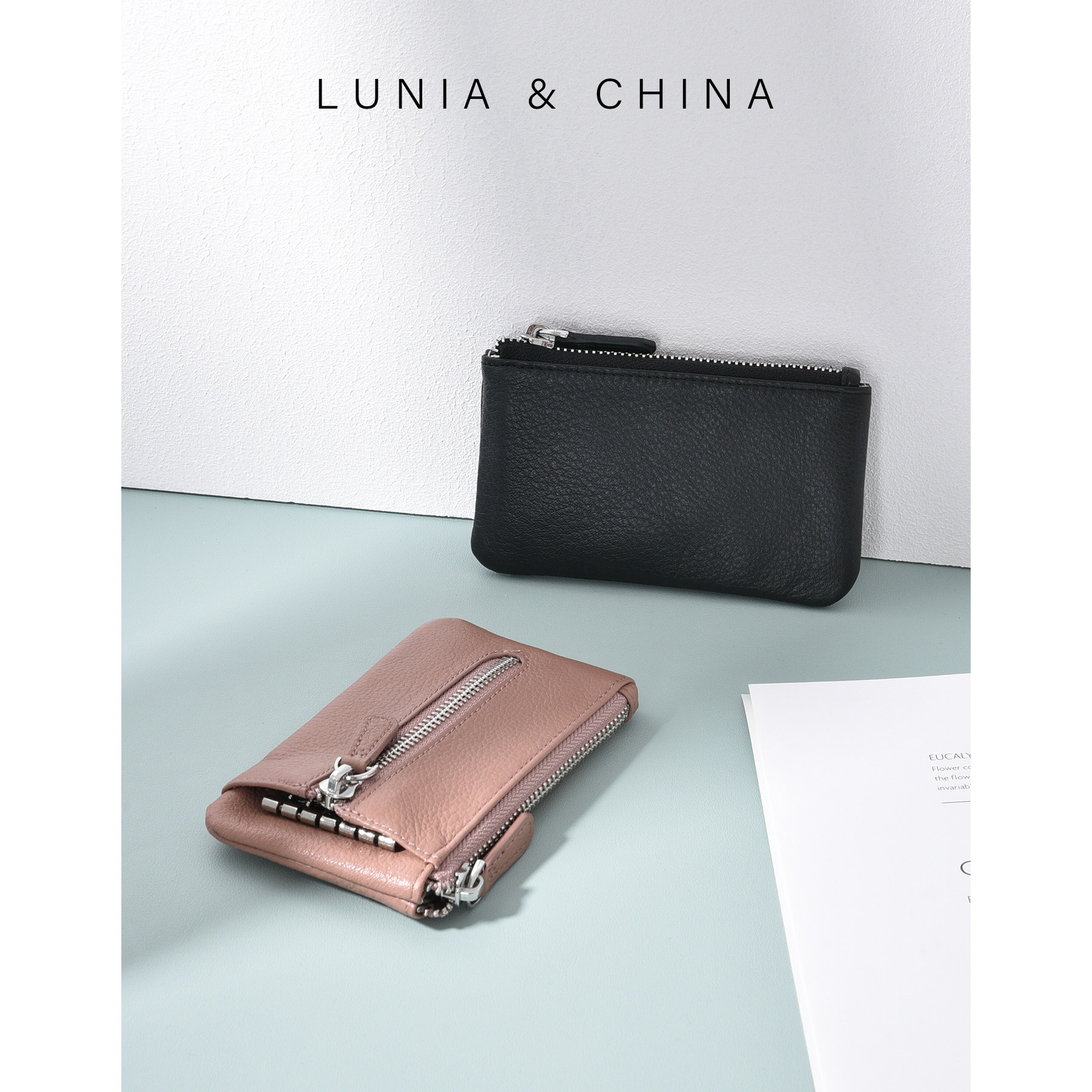 日韩原创自然摔纹头层牛皮女零钱包 lunia路尼亚钱包
