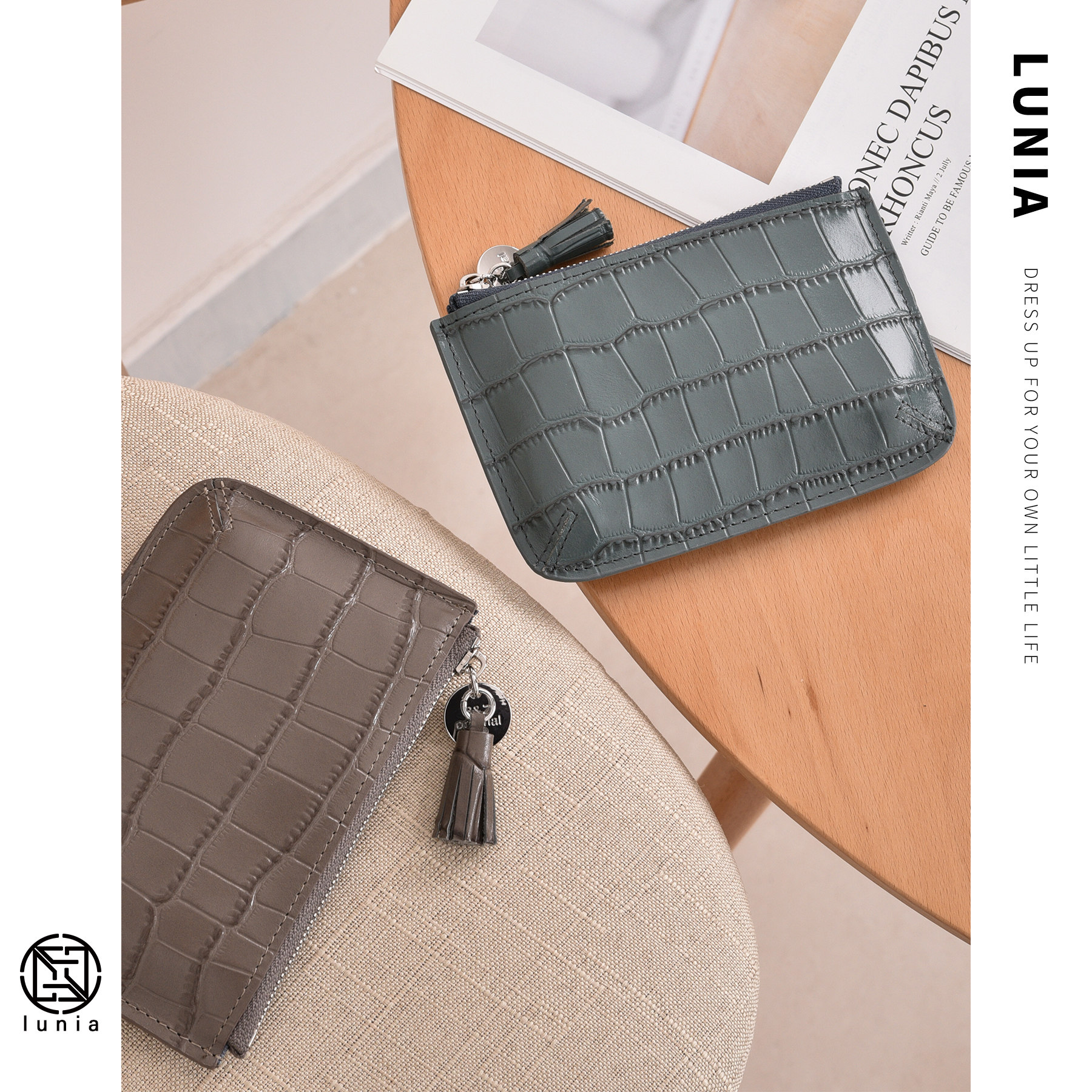 ins欧美真皮女2021新款网红小钱包 lunia路尼亚钱包