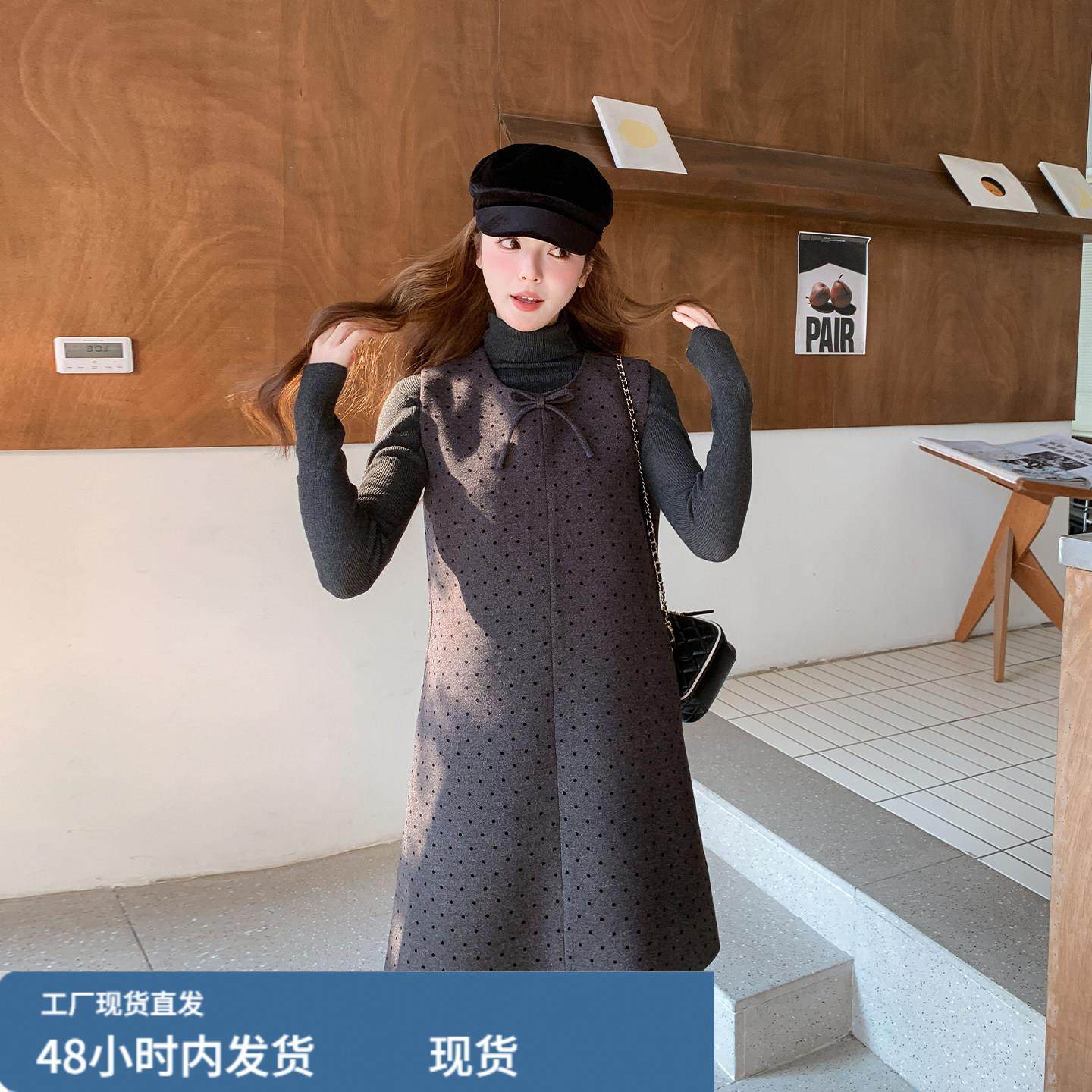 法式高级感波点背心裙套装2025新款女冬春小个子小香风裙子两件套,淘宝优惠券,粉丝福利购,淘宝优惠卷