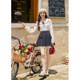 Zihan Bow High Waist Pleated Skirt Women's Autumn New Sweet College Style Fashion Mesh A-Line Skirt