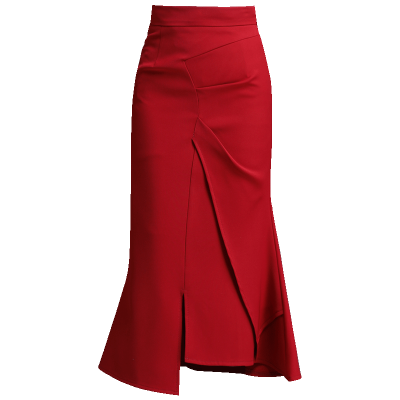 鱼尾春秋2022新款燕尾不规则半身裙 蔻贝莉半身裙