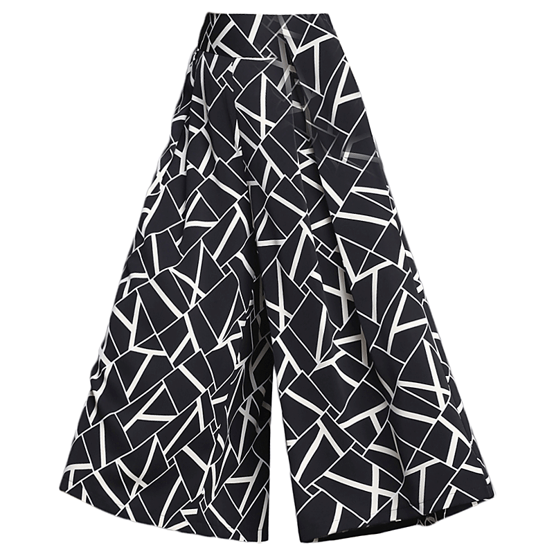 女阔腿裤夏印花宽松裙裤雪纺休闲裤 蔻贝莉休闲裤