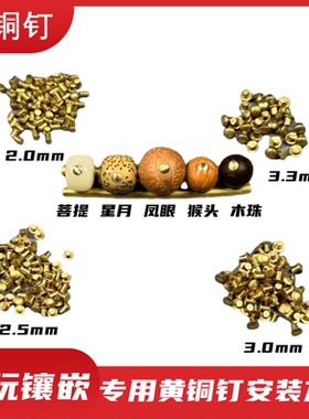 纯黄铜钉镶嵌配件凤眼菩提星月手串木珠批发文玩蘑菇钉金代工定制