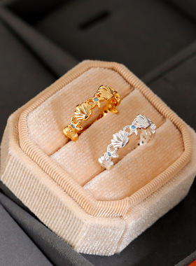 戒指小众设计师款贝壳开口戒2024年新款潮指环简约个性百搭食指戒