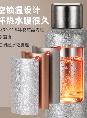 便携式出差旅行电热水壶双层纯钛内胆保温烧水杯自动加热可上飞机