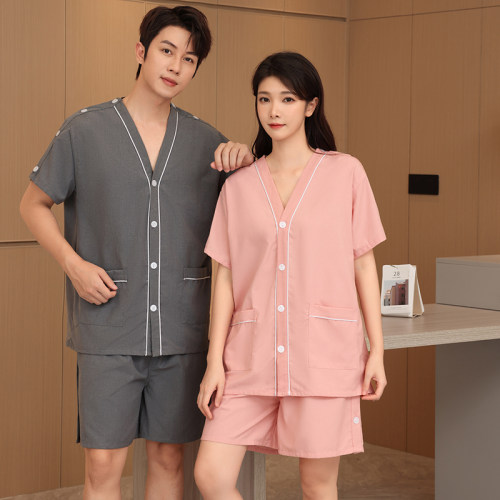 艾灸服纯棉前后开背采耳服男肩袖开衫针灸理疗服女腿侧开贡麻按摩 - 图2