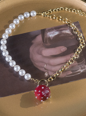 红色草莓水果项链套装