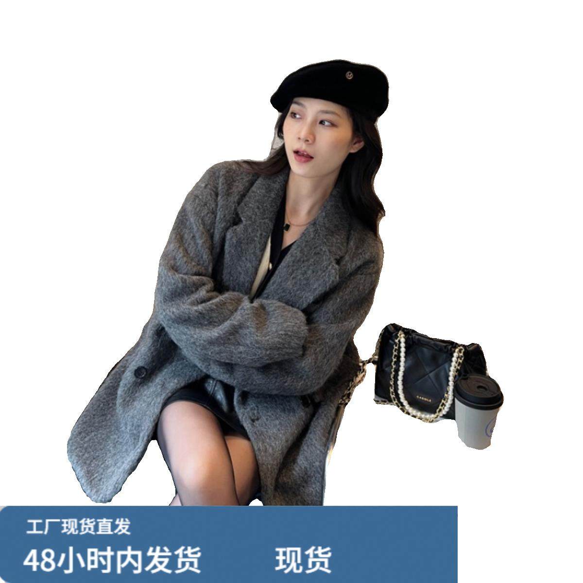 灰色西装毛呢外套女短款2025新款秋冬季小个子高级感加厚呢子大衣,淘宝优惠券,粉丝福利购,淘宝优惠卷