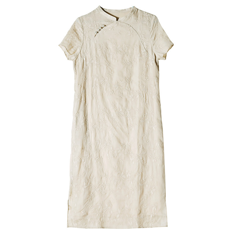 直播专属中式复古圆领斜襟旗袍裙子 莎韵诗旗袍