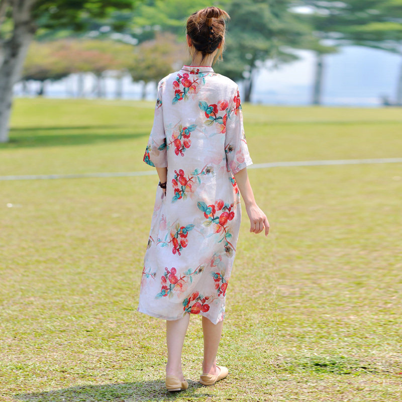 莎韵诗2022年文艺中式斜襟连衣裙 莎韵诗连衣裙