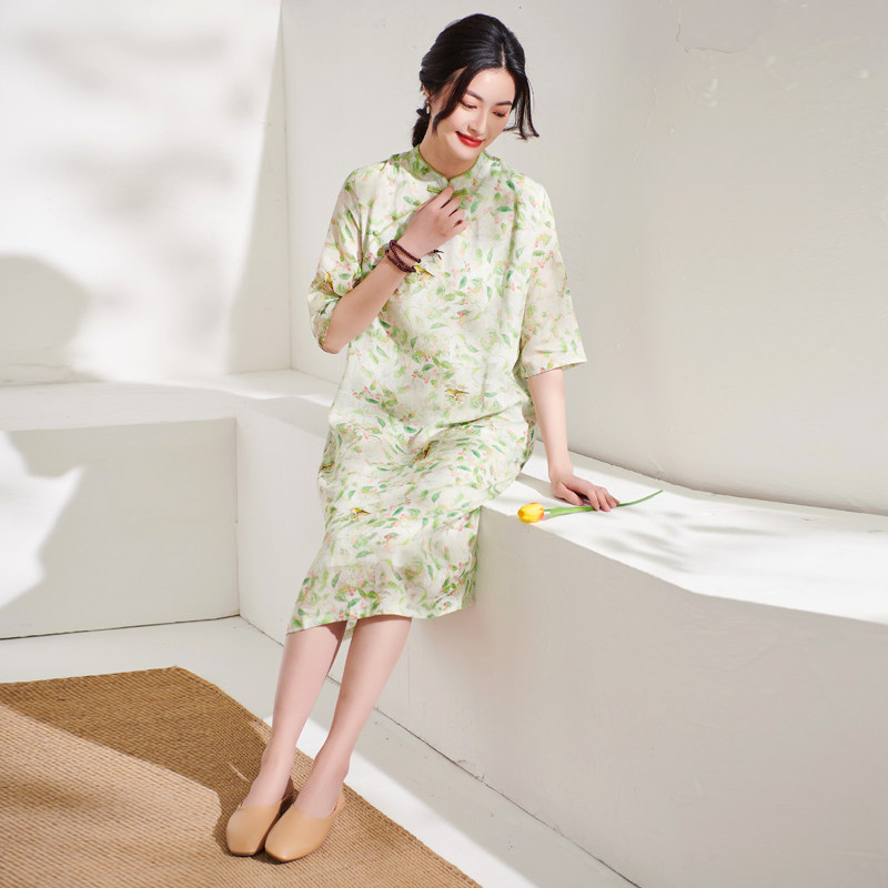 莎韵诗2022夏季文艺改良中式连衣裙 莎韵诗连衣裙
