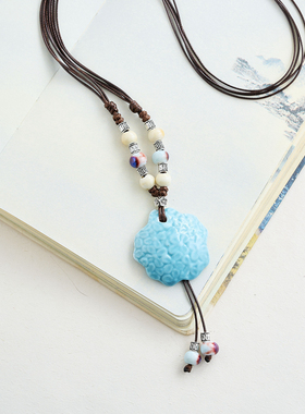 女陶瓷长款毛衣链项坠性价比货源