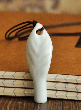 创意小饰品景德镇陶瓷叶子口哨可吹响儿童礼物手工编织可调节