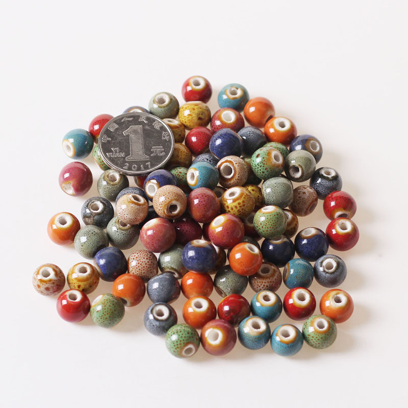 10mm陶瓷小饰品配件陶瓷花釉散珠diy圆形串珠学生女手工编织材料,淘宝优惠券,粉丝福利购,淘宝优惠卷