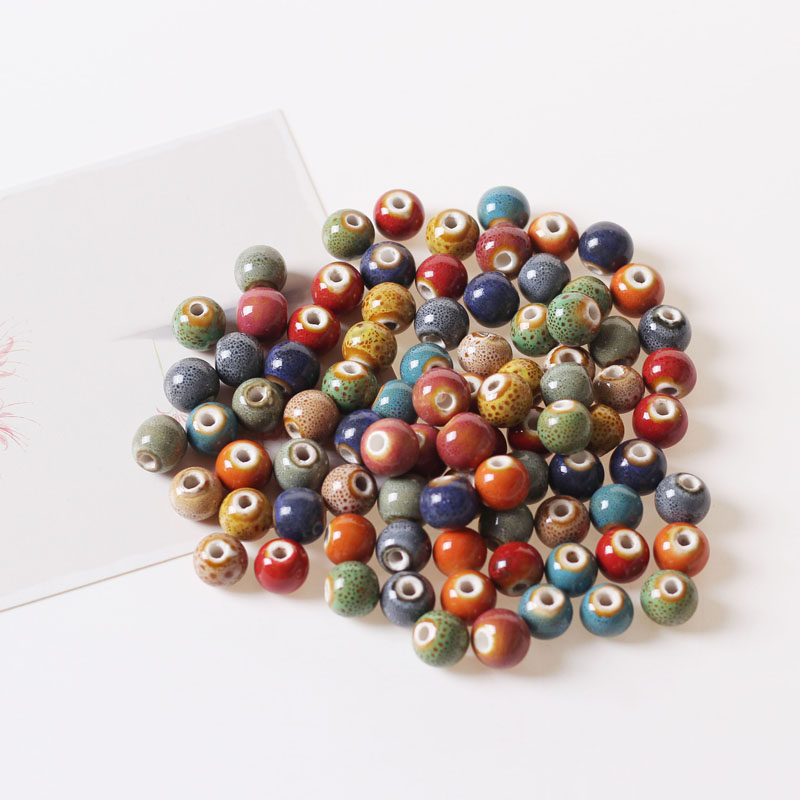 10mm陶瓷小饰品配件陶瓷花釉散珠diy圆形串珠学生女手工编织材料,淘宝优惠券,粉丝福利购,淘宝优惠卷