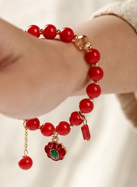 红色串珠学生日韩风手链摆摊厂