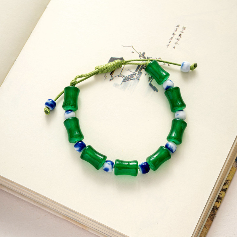 景德镇陶瓷首饰编织竹节手链手工编织小清新简约手串学生礼物摆摊,淘宝优惠券,粉丝福利购,淘宝优惠卷