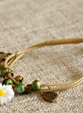 民族风饰品编织白色手链