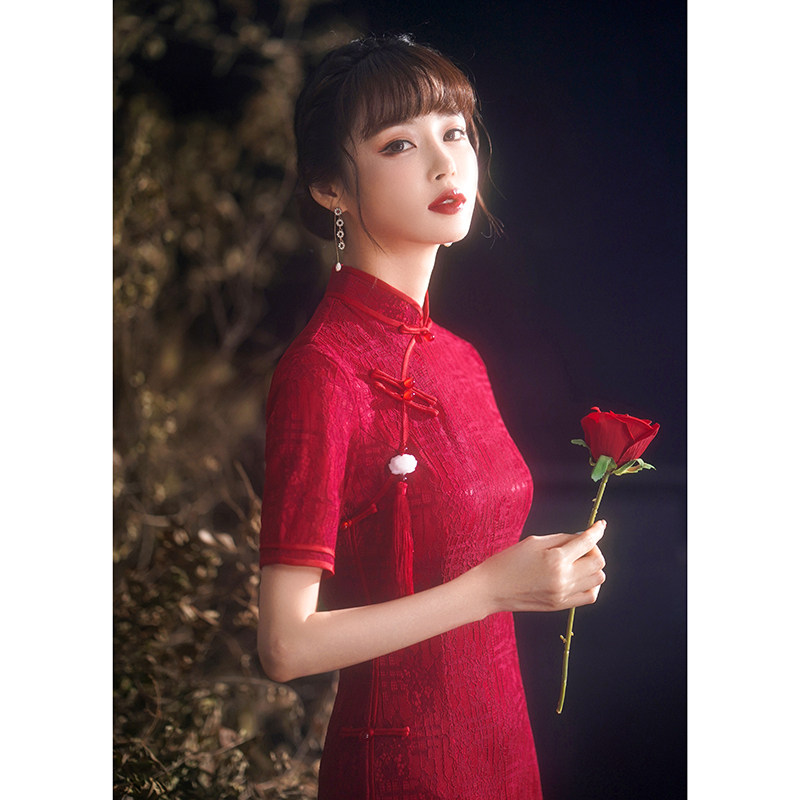 旗袍2020年新款改良连衣裙秋敬酒服 戈娜诗旗袍