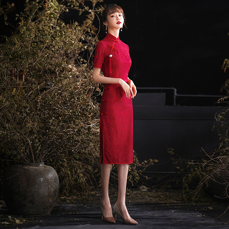旗袍2020年新款改良连衣裙秋敬酒服 戈娜诗旗袍