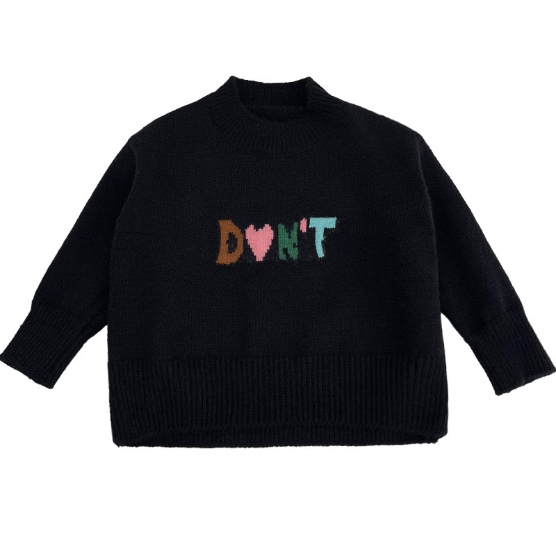 2023冬季新款中小童男儿童装韩国字母含羊绒基础加厚内搭毛衣 - 图3