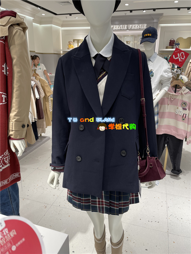 断码特价专柜TeenieWeenie小熊女通勤格纹西装外套TTJK214902P