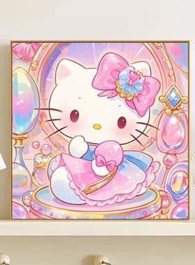 小学生凯蒂猫数字油画解压治愈