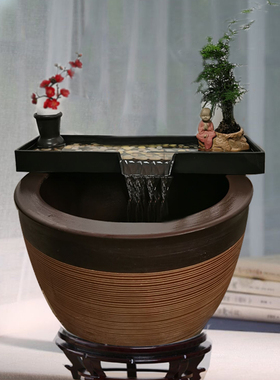 瀑布循环养鱼水池陶瓷配件盆景